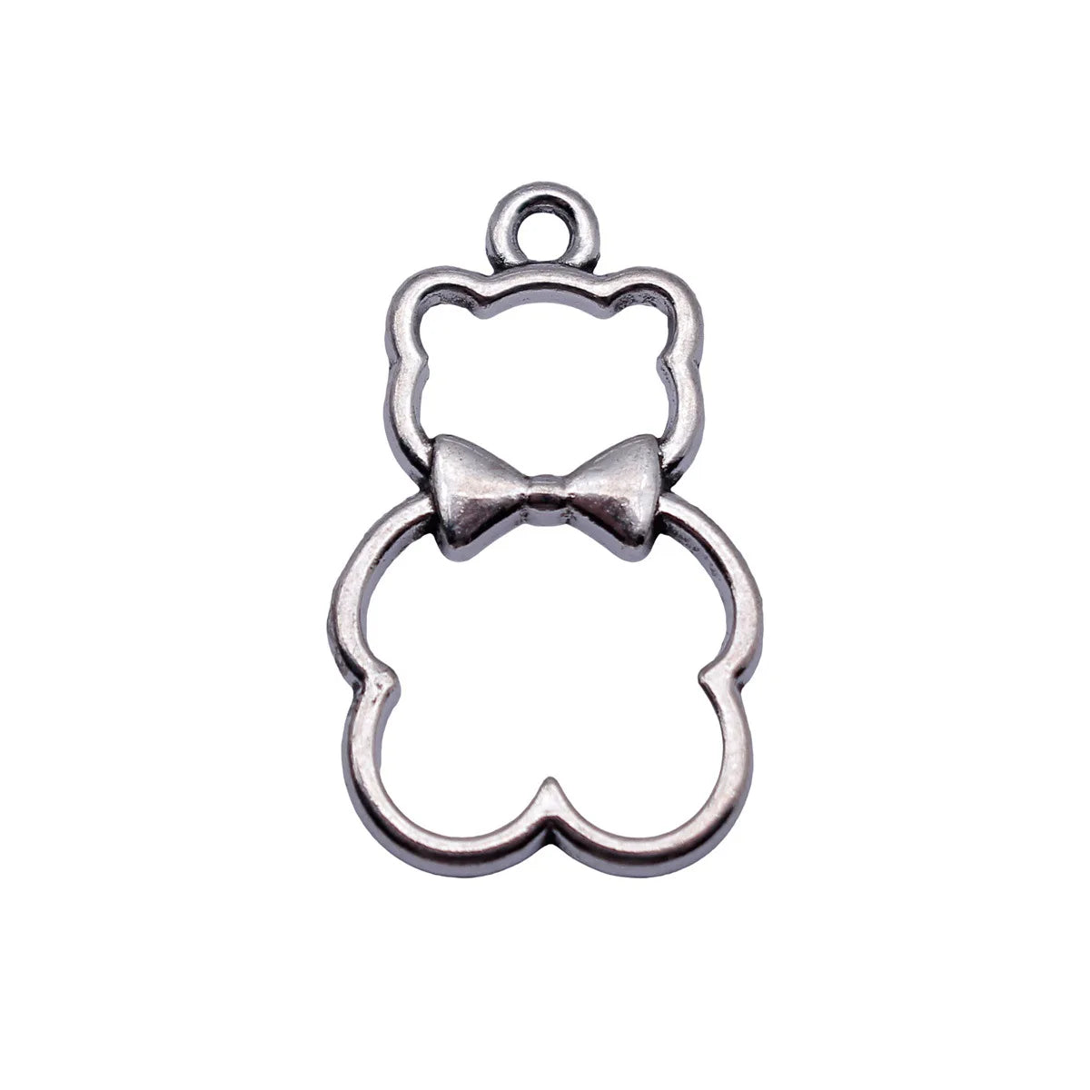 25x15mm 1.4g Antique Silver Zinc Alloy Hollow Bow Bear Butterfly Charm Pendant for DIY Necklace Bracelet Making