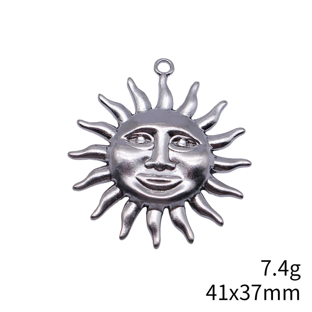 41x37mm 7.4g Antique Silver Zinc Alloy Face Sun Charm Pendant for DIY Necklace Bracelet Making