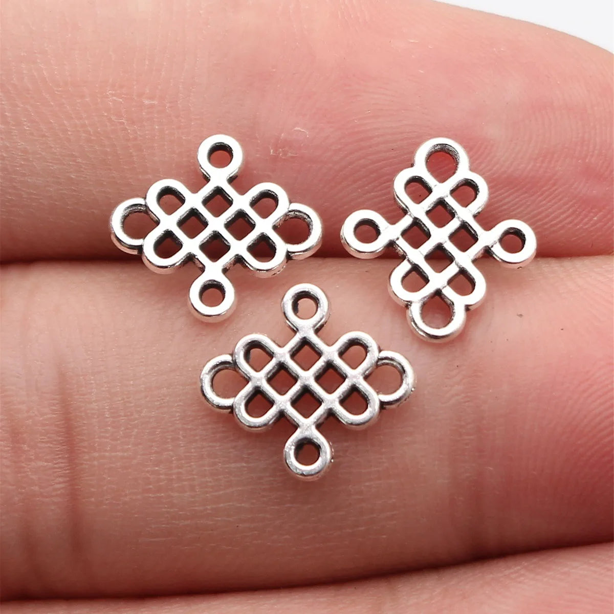 13x12mm 0.4g Antique Silver Zinc Alloy Hollow Chinese Knot connector charm for DIY jewelry making