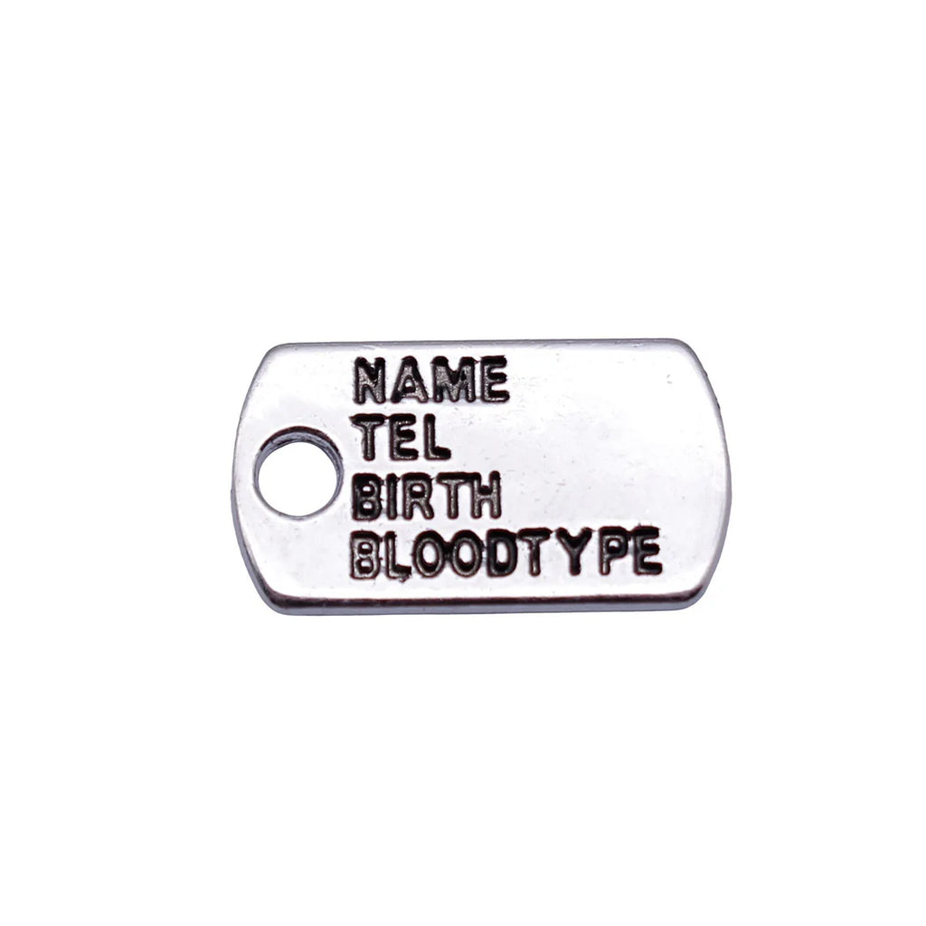 17x9.6mm 0.98g Antique Silver Zinc Alloy ID Tag Charm Pendant for DIY Necklace Bracelet Jewelry Making