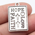 30x19mm 4.9g Antique Silver Zinc Alloy HOPE LOVE FAITH Cross Charm Pendant for DIY Jewelry Making