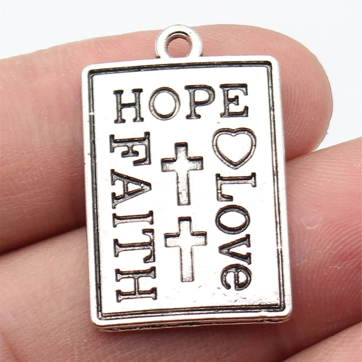30x19mm 4.9g Antique Silver Zinc Alloy HOPE LOVE FAITH Cross Charm Pendant for DIY Jewelry Making