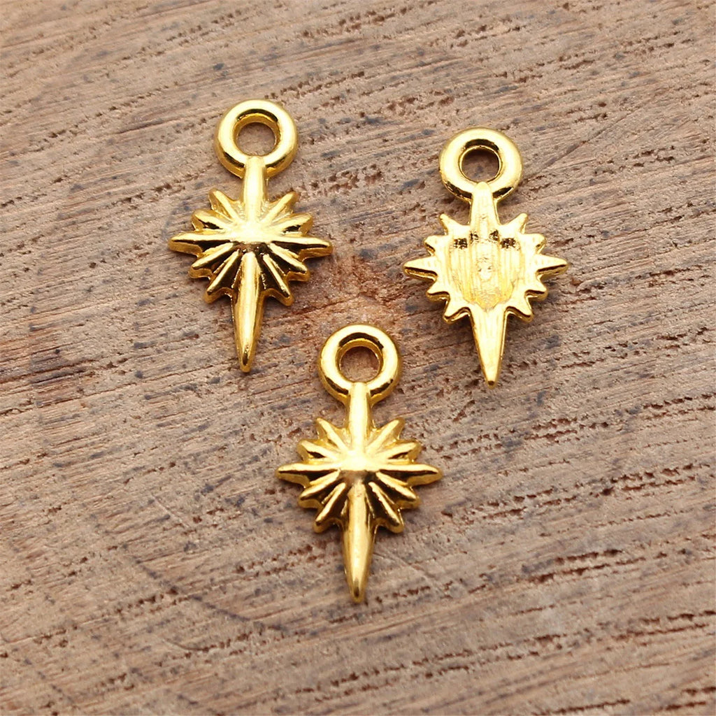 14x8mm 0.33g Multicolor Zinc Alloy Starburst charm pendant for DIY necklace bracelet jewelry making
