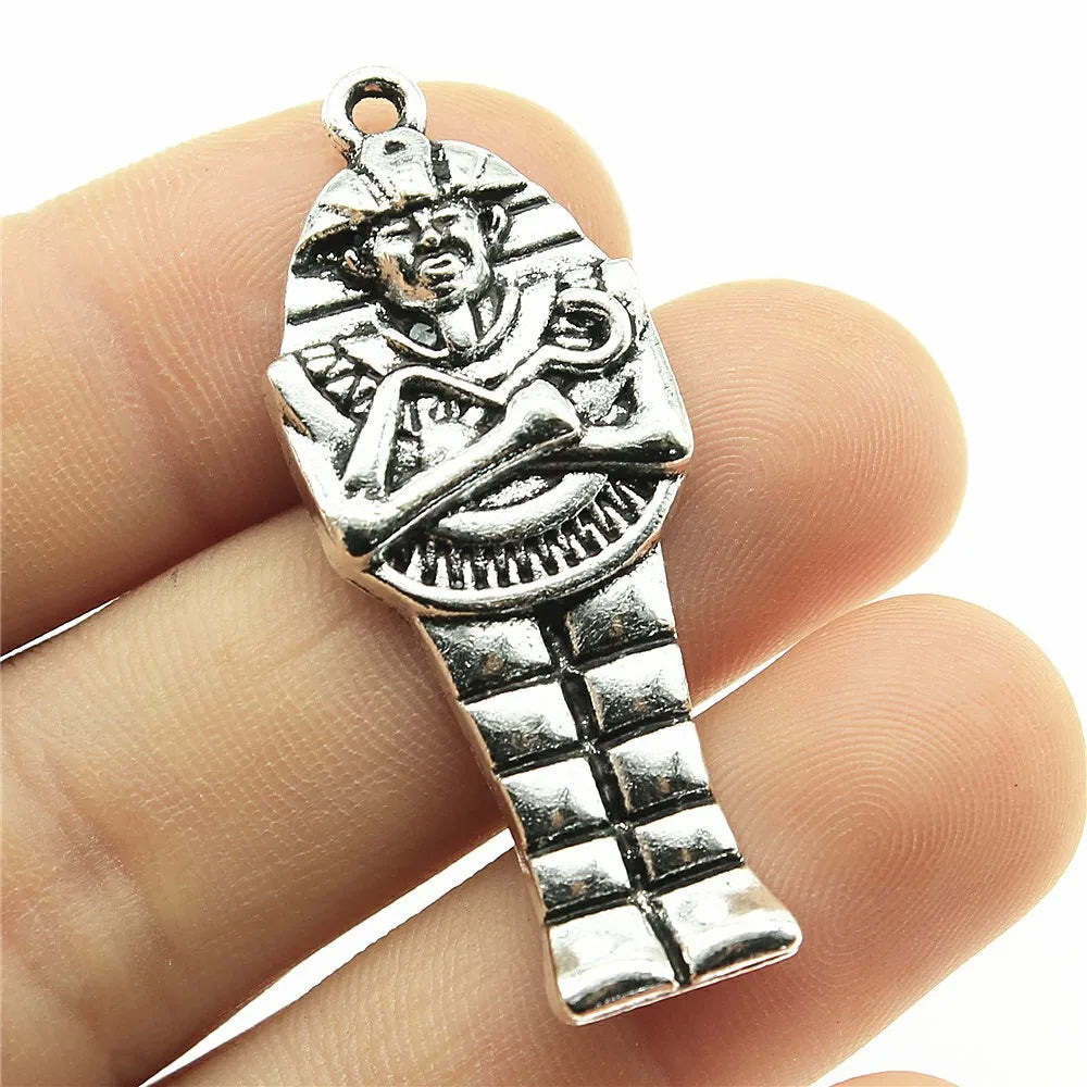 45x18mm 5.1g Multicolor Zinc Alloy Ancient Egyptian Pharaoh Pharaoh Head Charm Pendant for DIY Jewelry Making