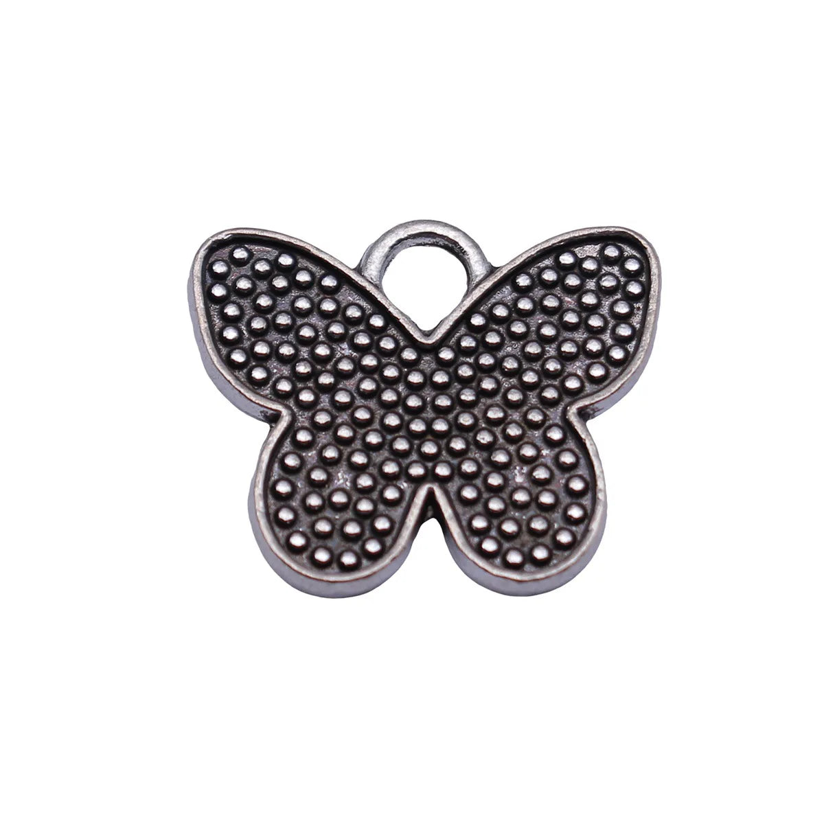 19x16mm 1.7g Antique Silver Zinc Alloy Dotted Butterfly Charm Pendant for DIY Jewelry Making