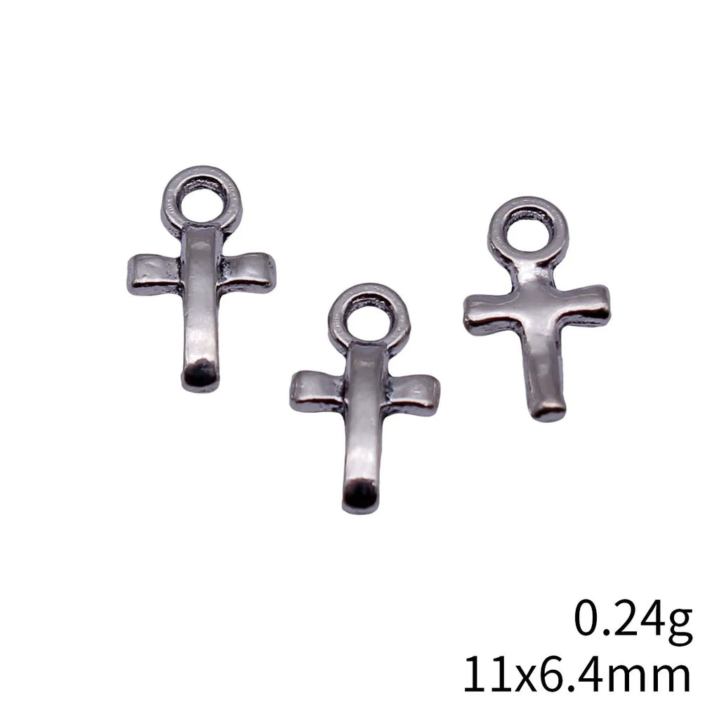 11x6.4mm 0.24g Multicolor Zinc Alloy Cross Charm Pendant for DIY Necklace Bracelet Religious Jewelry