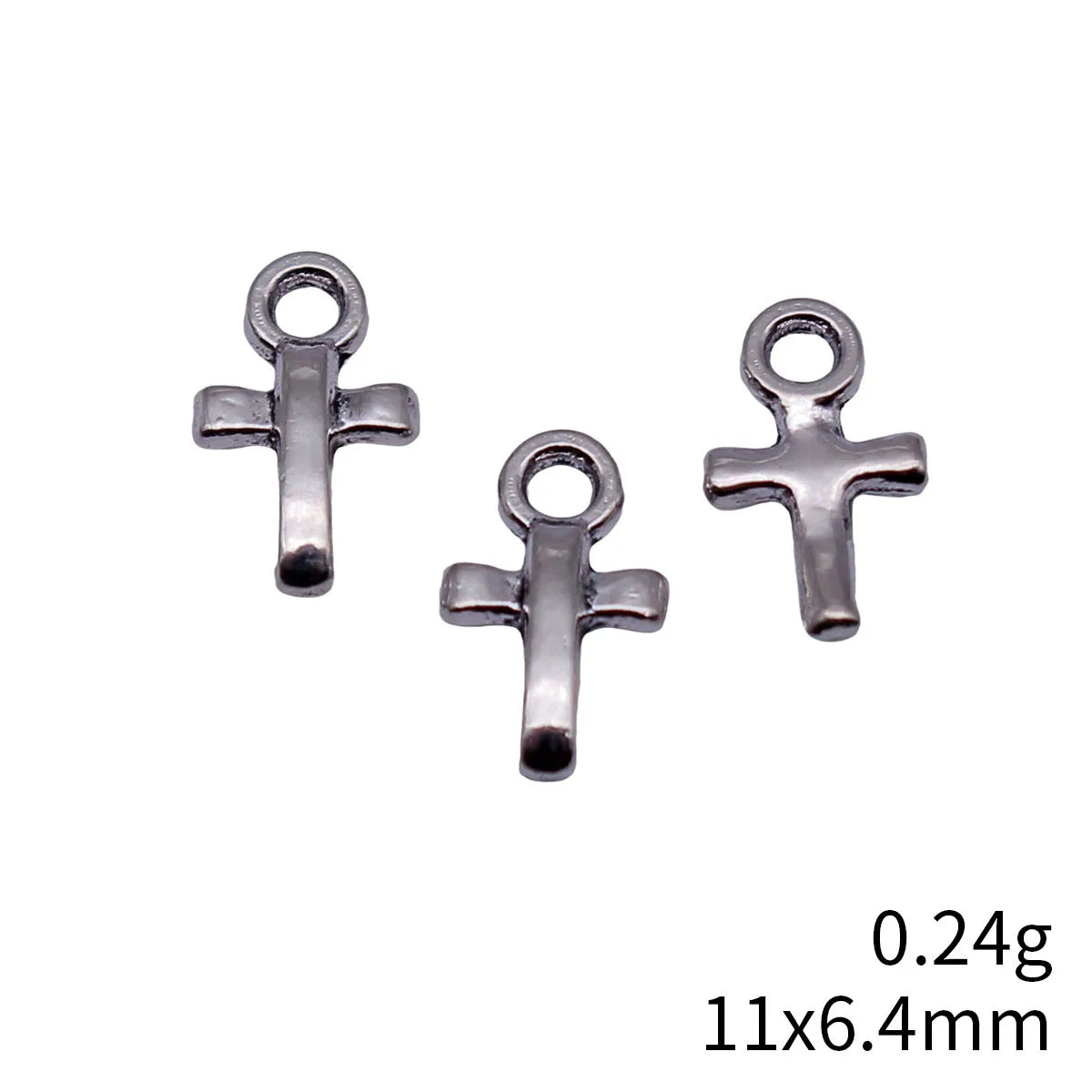 11x6.4mm 0.24g Multicolor Zinc Alloy Cross Charm Pendant for DIY Necklace Bracelet Religious Jewelry