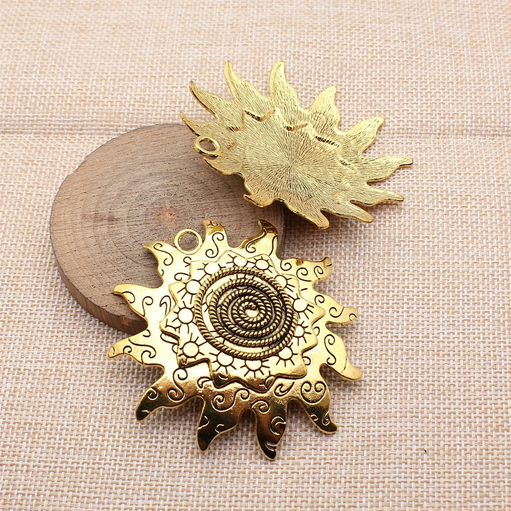 66x65mm 19.8g Multicolor Zinc Alloy Swirl Pattern Sun Charm Pendant for DIY Necklace Jewelry Making