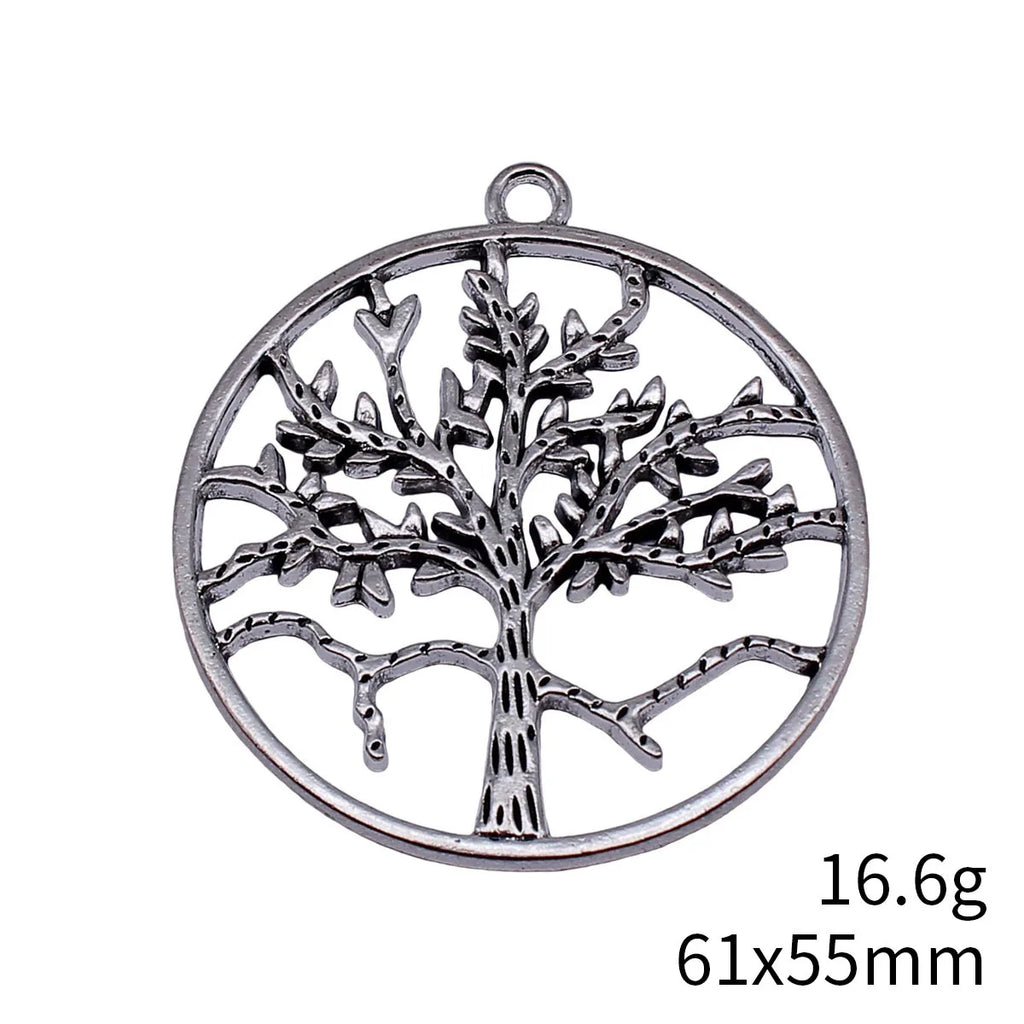 61x55mm 16.6g Antique Silver Zinc Alloy Hollow Round Tree Charm Pendant for Necklace Jewelry Making