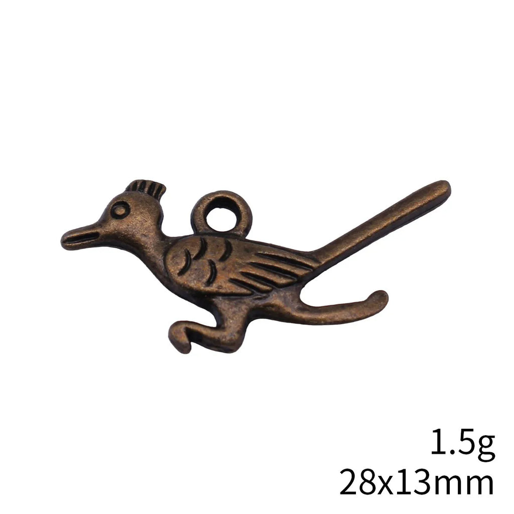 28x13mm 1.5g Antique Bronze Tone Zinc Alloy Roadrunner Bird Charm Pendant for DIY Necklace Making
