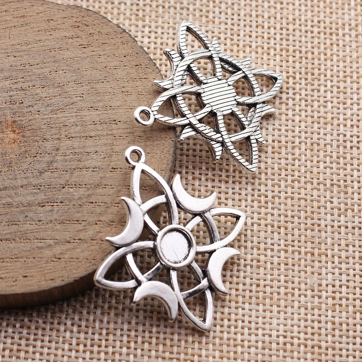 38x34mm 4.9g Antique Silver Zinc Alloy Hollow Cross Star Moon Celtic Knot Charm Pendant for DIY Jewelry