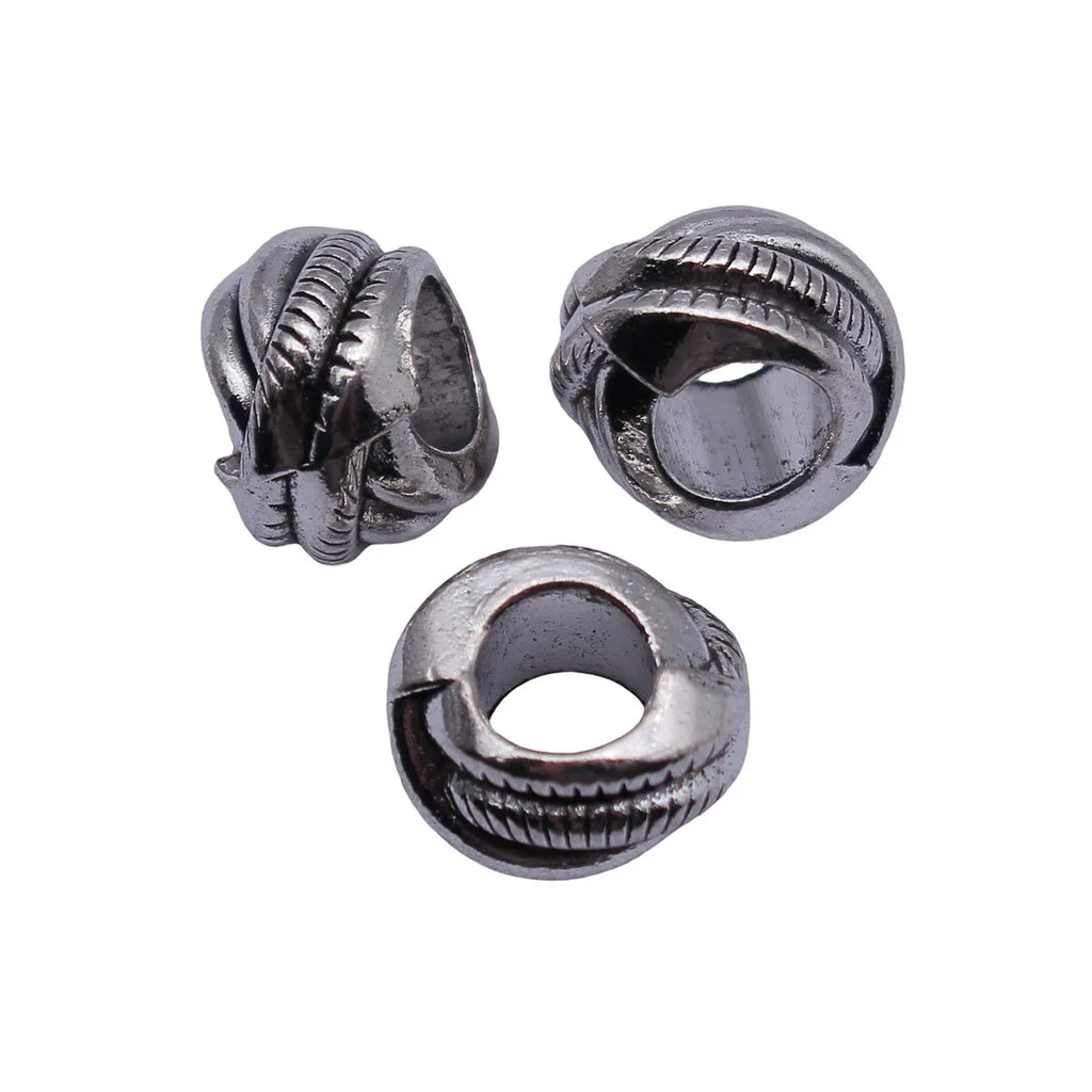 12x11x7.7mm 2.4g Antique Silver Zinc Alloy Geometric Textured Spacer Beads for DIY Dreadlock Jewelry