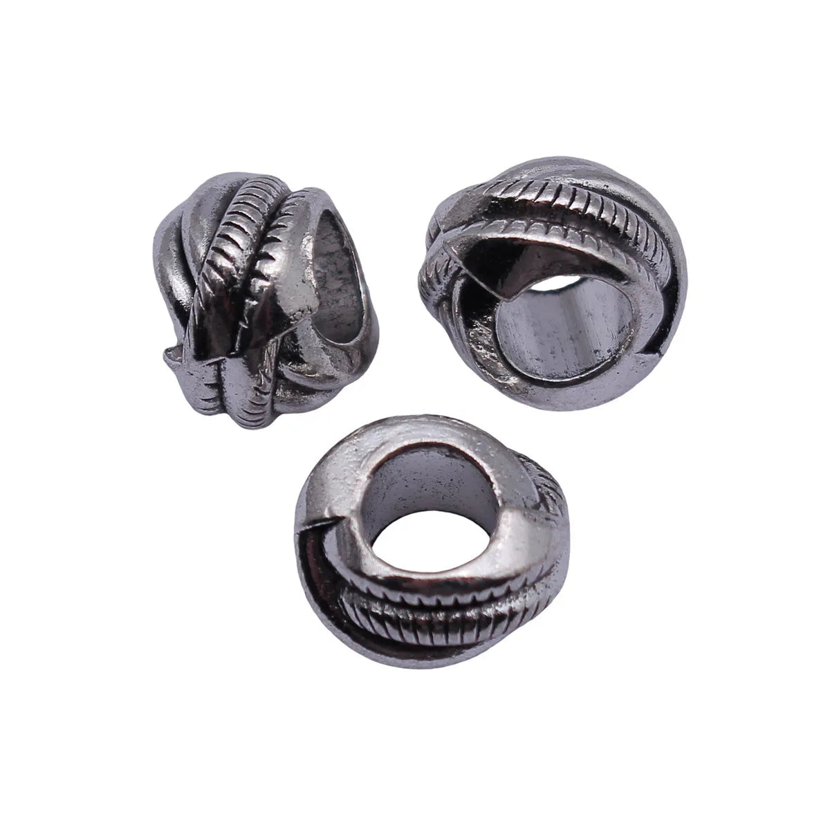 12x11x7.7mm 2.4g Antique Silver Zinc Alloy Geometric Textured Spacer Beads for DIY Dreadlock Jewelry