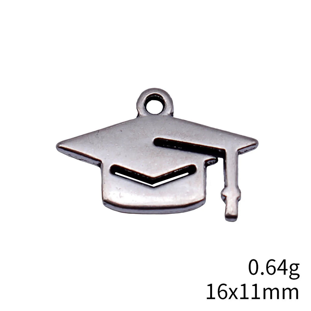16x11mm 0.64g Antique Silver Zinc Alloy Graduation Cap Charm Pendant for DIY Necklace Bracelet Making