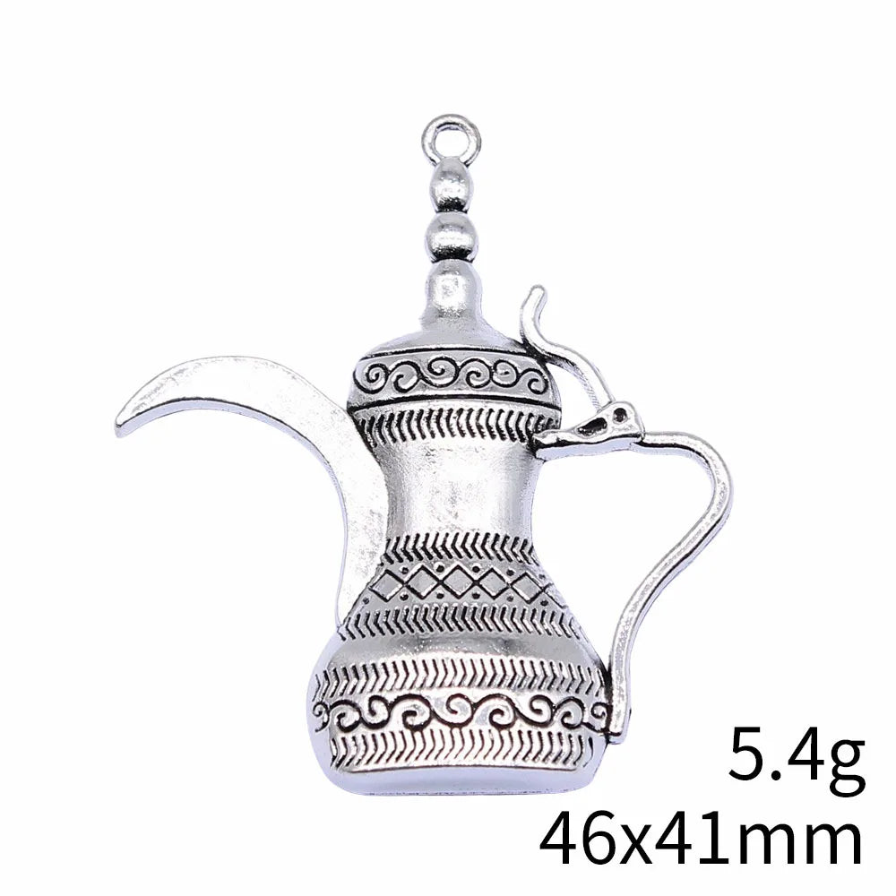 46x41mm 5.4g Antique Silver Zinc Alloy Wine Flask Charm Pendant for DIY Necklace Jewelry Making