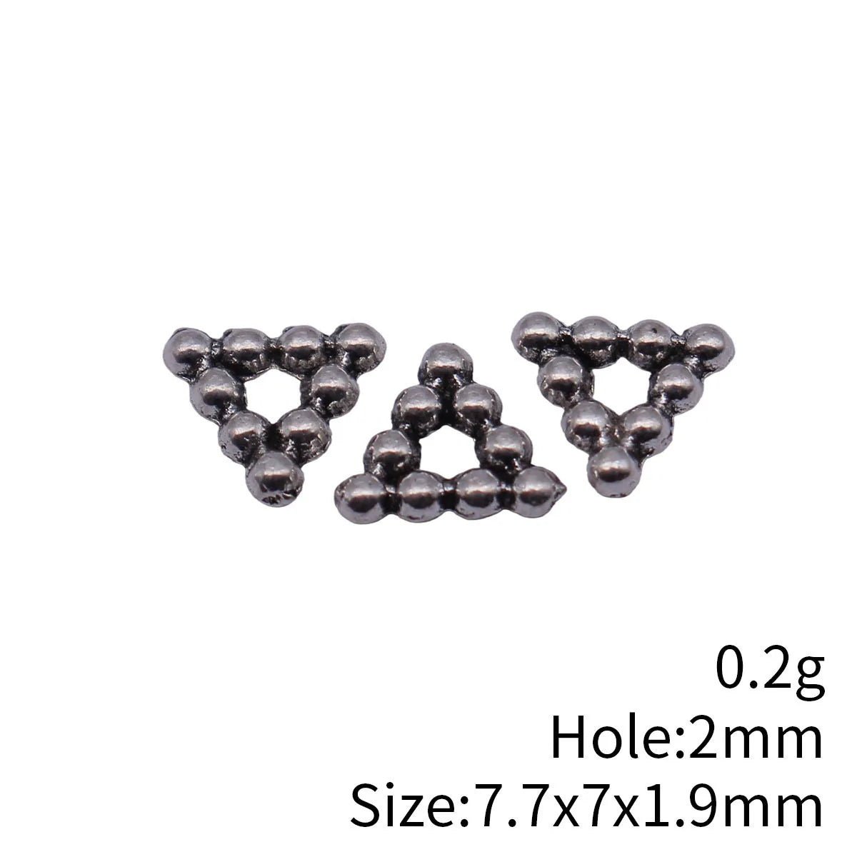 7.7x7x1.9mm 0.2g Antique Silver Zinc Alloy Triangle Dotted Spacer Beads for DIY Bracelet Jewelry Making