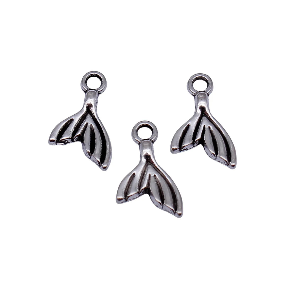 13x8.6mm 0.48g Antique Silver Zinc Alloy Fish Tail Charm Pendant for DIY Necklace Bracelet Making