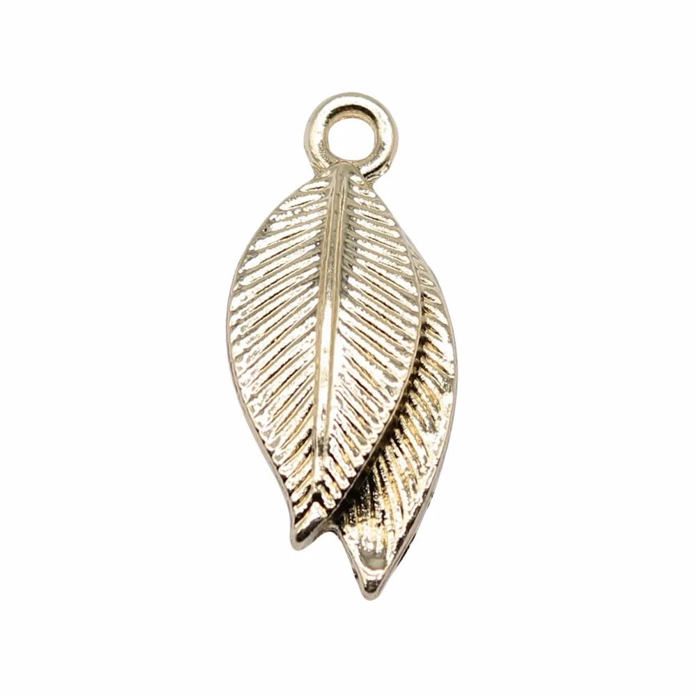 22x10mm 0.95g KC Gold Zinc Alloy Leaf Charm Pendant for DIY Necklace Bracelet Jewelry Making