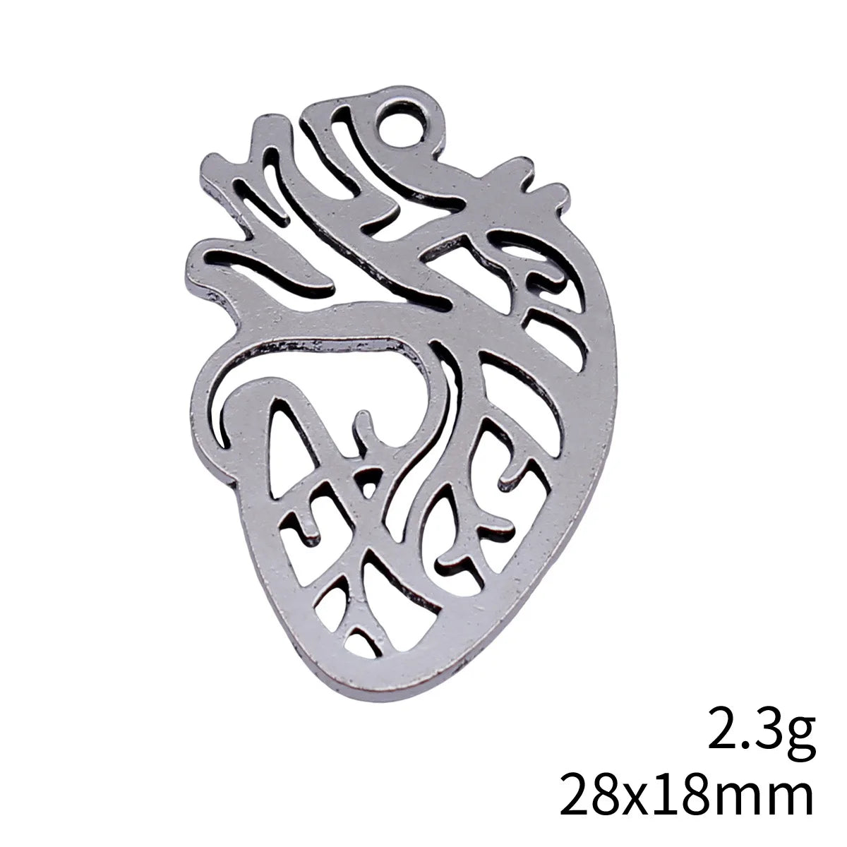 28x18mm 2.3g Antique Silver Zinc Alloy Heart Charm Pendant for DIY Necklace Bracelet Making
