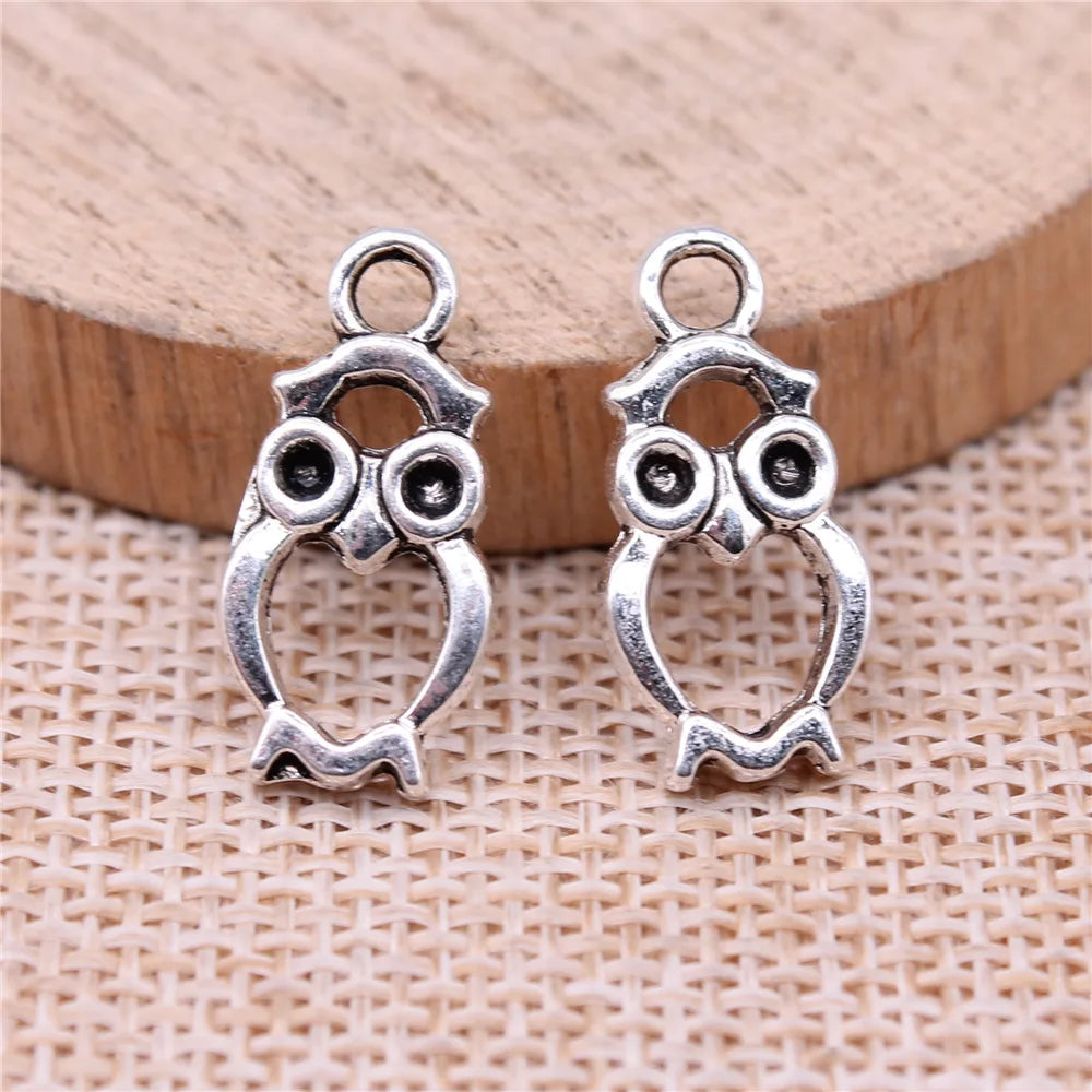 21x10mm 1.2g Antique Silver Zinc Alloy Owl Cat Charm Pendant for DIY Necklace Bracelet Jewelry Making
