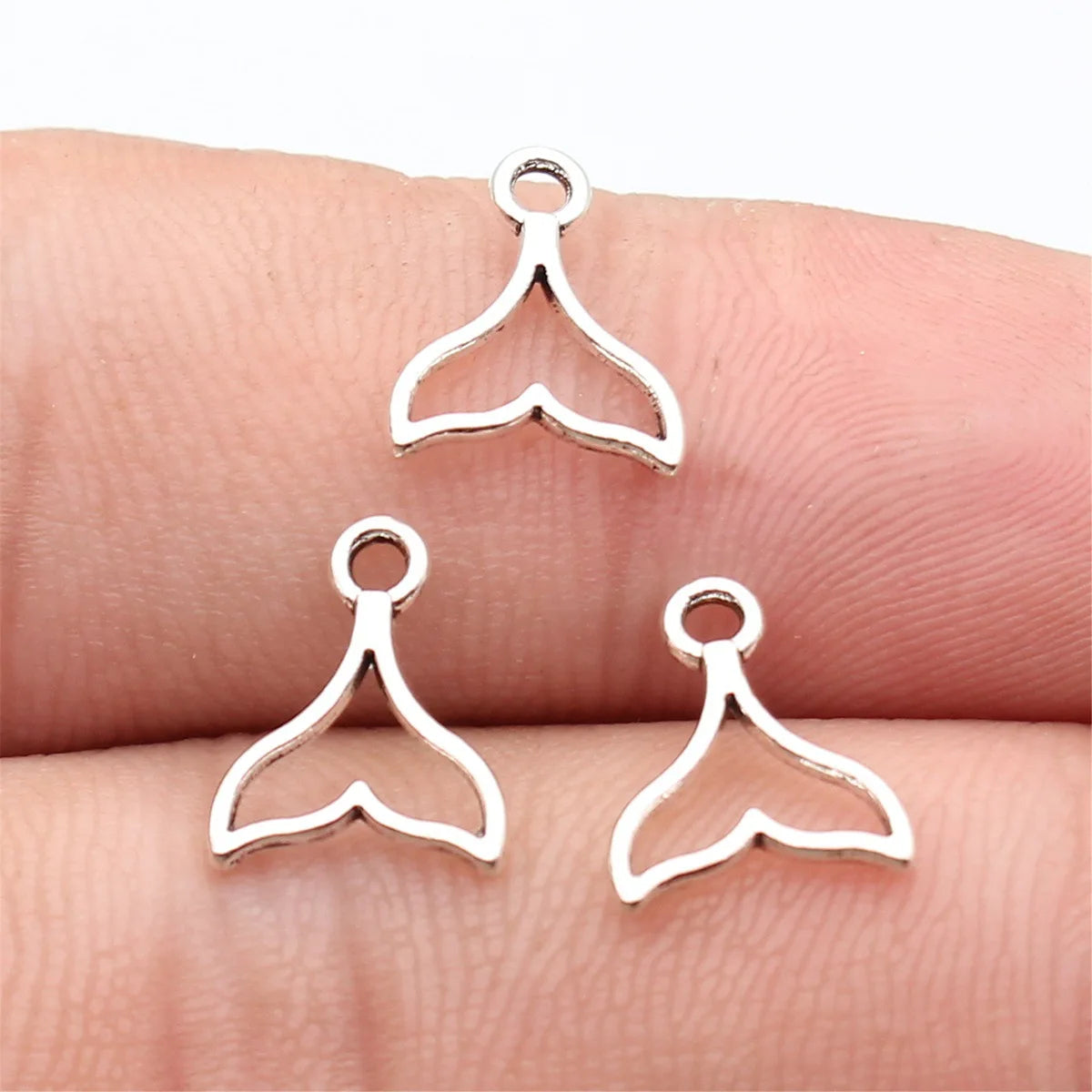 12x9.7mm 0.2g Multicolor Zinc Alloy Hollow Whale Tail Charm Pendant for DIY Necklace and Bracelet Making