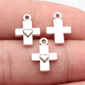 15x11mm 0.84g Antique Silver Zinc Alloy Heart Cross Charm Pendant for DIY Necklace Bracelet Jewelry