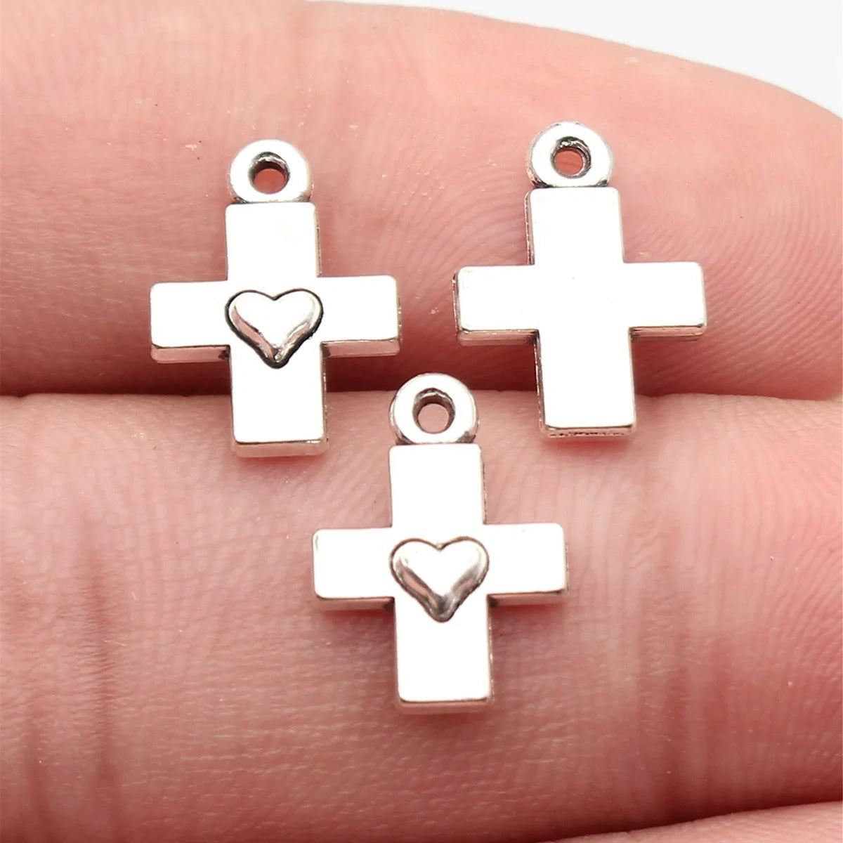 15x11mm 0.84g Antique Silver Zinc Alloy Heart Cross Charm Pendant for DIY Necklace Bracelet Jewelry
