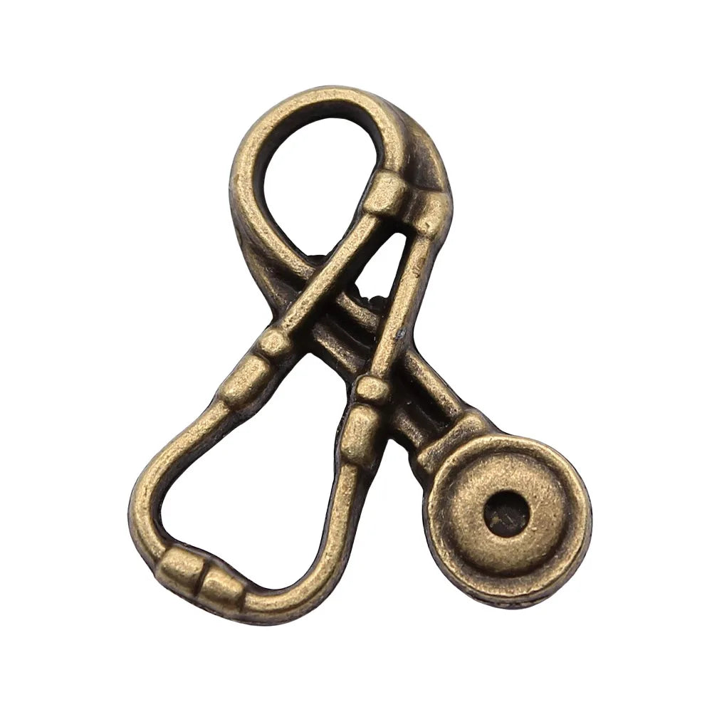 16x20mm 1.1g Antique Bronze Zinc Alloy Stethoscope Charm Pendant for DIY Medical Theme Jewelry