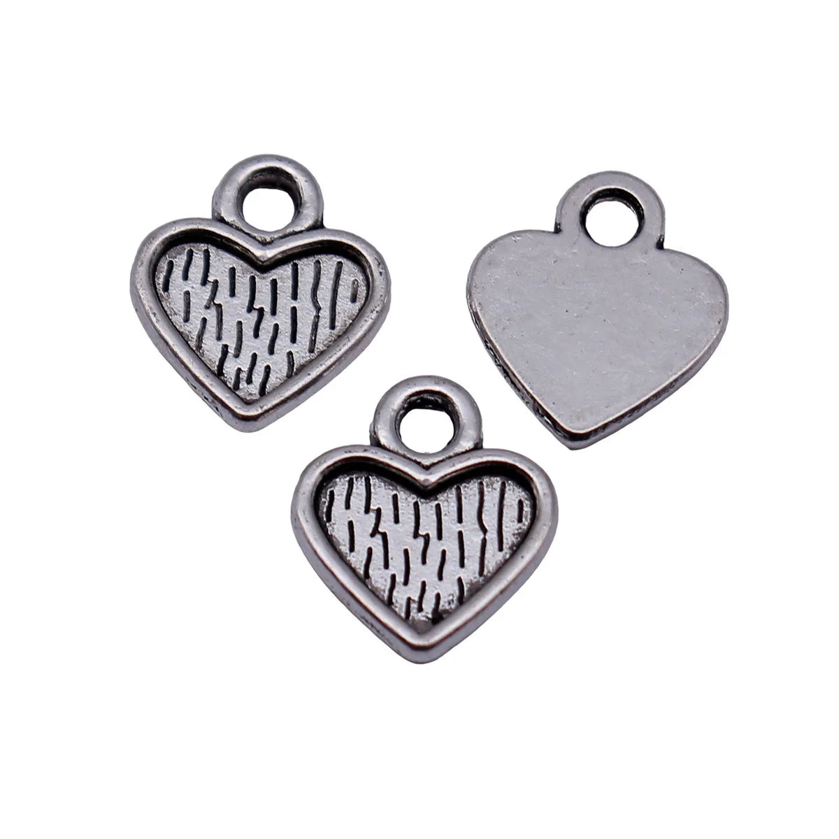 11x9.7mm 0.33g Antique Silver Tone Zinc Alloy Small Heart Charm Pendant for DIY Bracelet Making