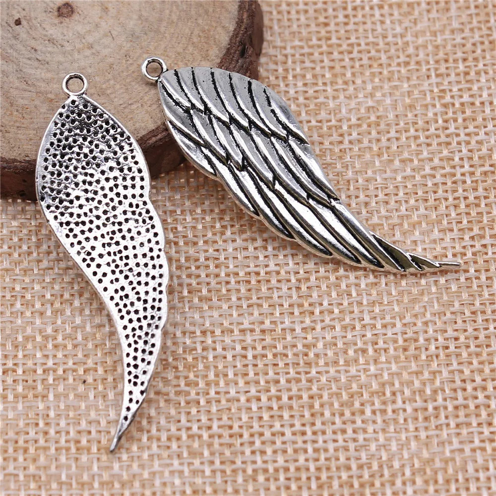 52x15mm 4.3g Antique Silver Zinc Alloy Wing Charm Pendant for DIY Necklace Bracelet Jewelry Making