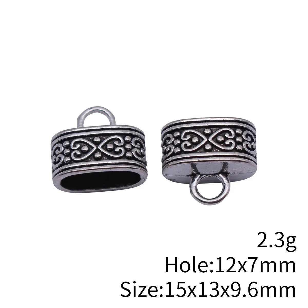 15x13x9.6mm 2.3g Round Antique Silver Zinc Alloy Heart Pattern Oval Tassel Cap End for DIY Tassel Jewelry Making