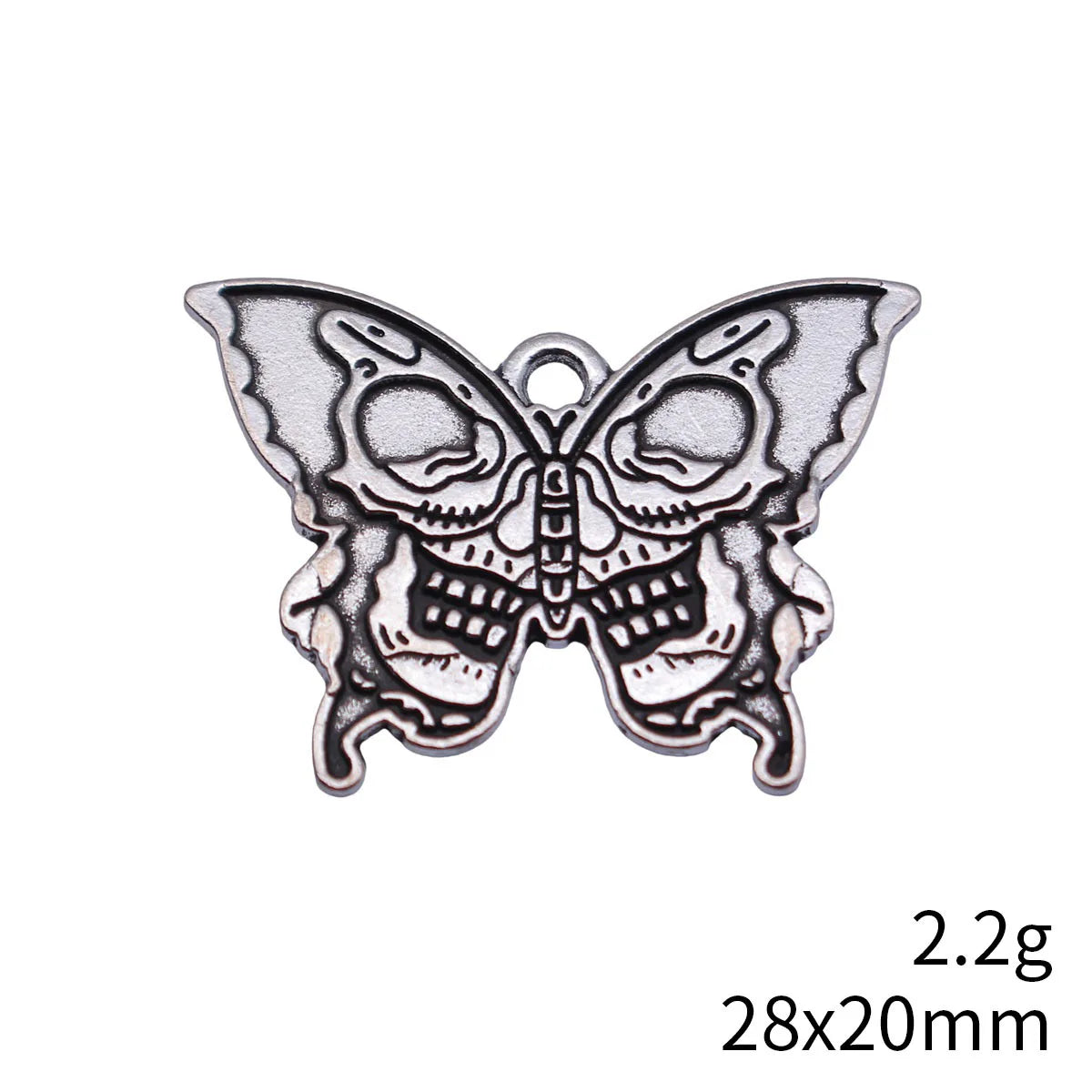 28x20mm 2.2g Antique Silver Zinc Alloy Skull Pattern Butterfly charm pendant for DIY jewelry making