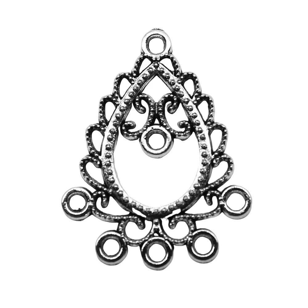 22x29mm 1.6g Antique Silver Zinc Alloy Earring Connector Charm for DIY Earring Jewelry Making