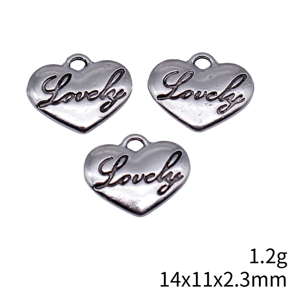 14x11x2.3mm 1.2g Antique Silver Zinc Alloy Lovely Heart Charm Pendant for DIY Bracelet Jewelry Making