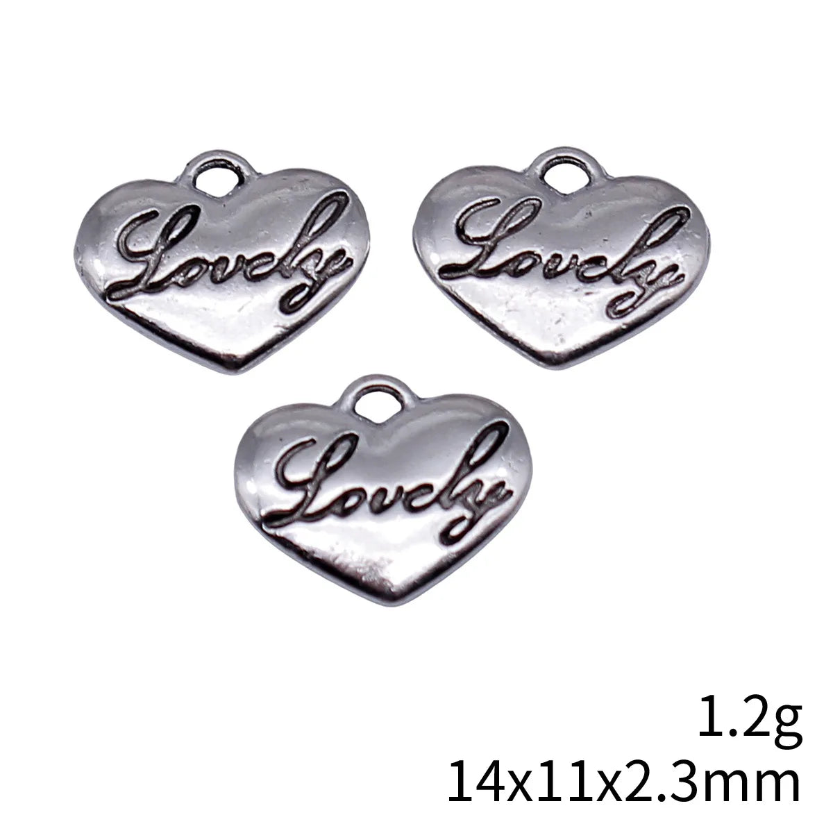 14x11x2.3mm 1.2g Antique Silver Zinc Alloy Lovely Heart Charm Pendant for DIY Bracelet Jewelry Making