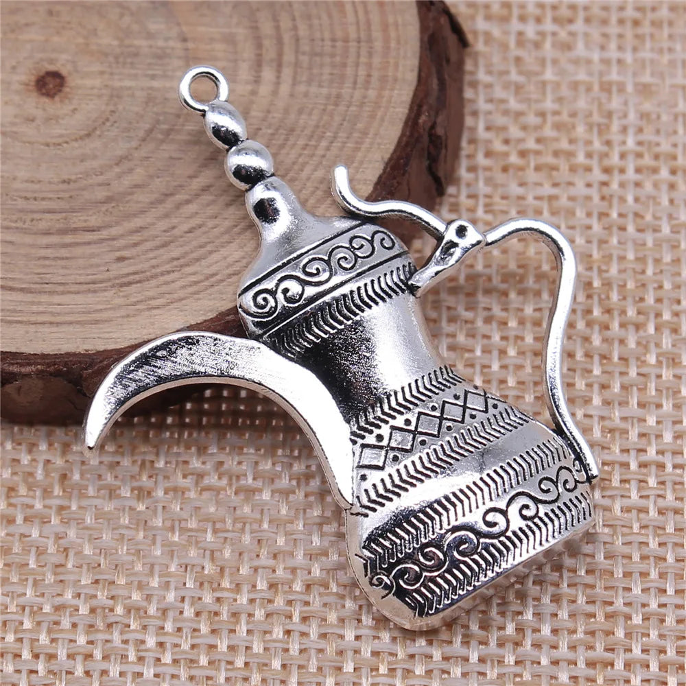 46x41mm 5.4g Antique Silver Zinc Alloy Wine Flask Charm Pendant for DIY Necklace Jewelry Making