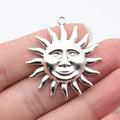 41x37mm 7.4g Antique Silver Zinc Alloy Face Sun Charm Pendant for DIY Necklace Bracelet Making