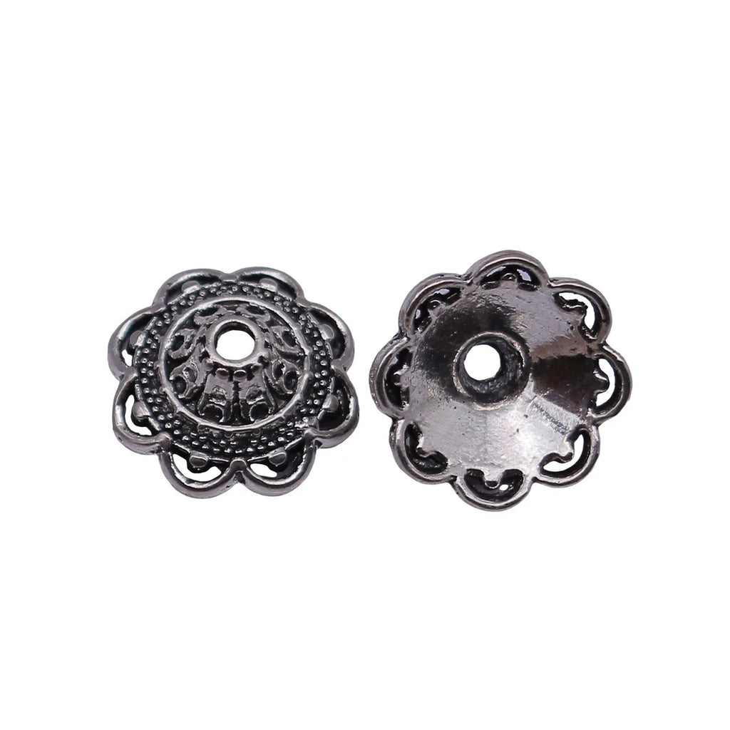 14x14x5.7mm 0.98g Antique Silver Zinc Alloy Flower Bead Cap Jewelry Findings for DIY Beaded Jewelry Making