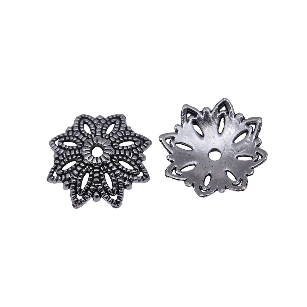 15x15mm 0.8g Antique Silver Zinc Alloy Flower Bead Caps Spacer Findings for DIY Jewelry Making