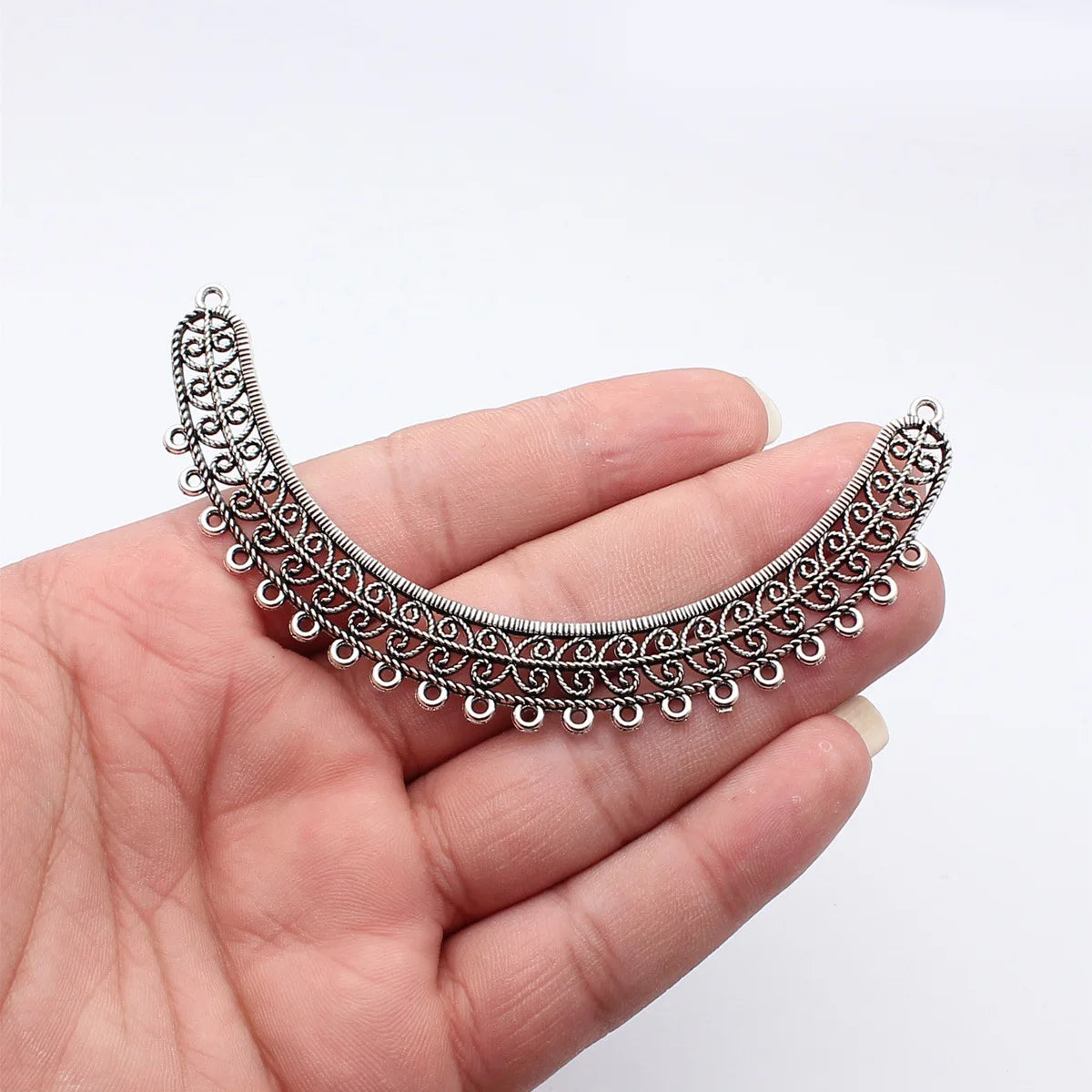 104x62mm 9.2g Antique Silver Zinc Alloy Necklace Connector Charm for DIY Statement Necklace Making