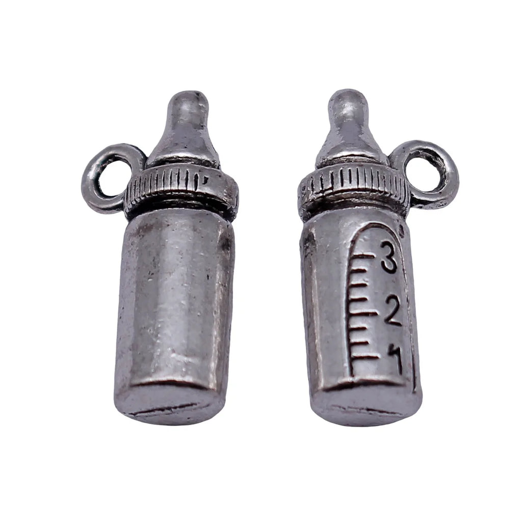 20x9.8x6.3mm 3.1g Antique Silver Zinc Alloy 3D Baby Bottle Charm Pendant for Bracelet Necklace Making