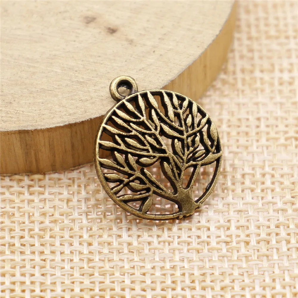 18x22mm 1.6g Multicolor Zinc Alloy Small Tree of Life Charm Pendant for DIY Necklace Bracelet