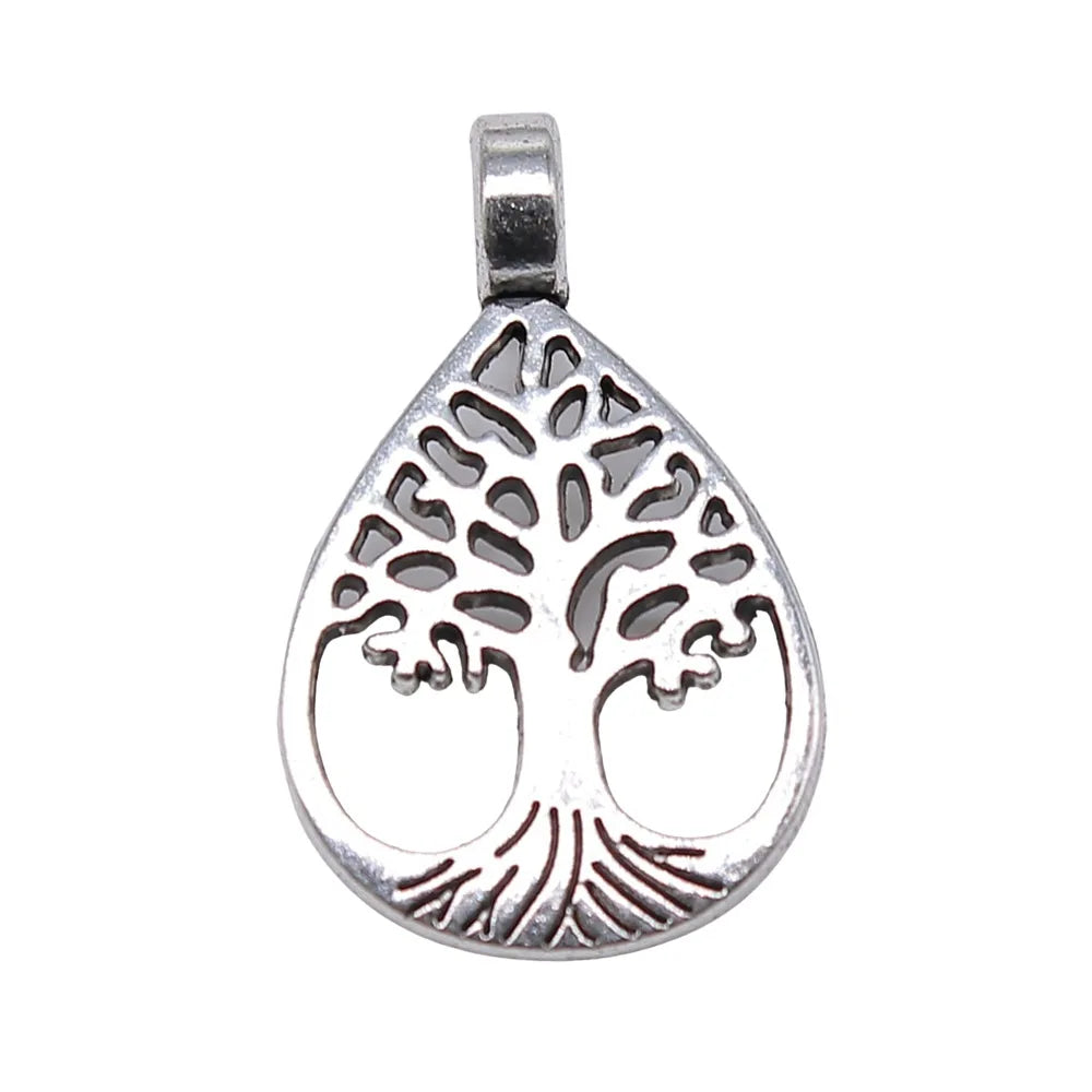 21x35mm 3g Antique Silver Zinc Alloy Tree of Life Charm Pendant for DIY Necklace Jewelry Making