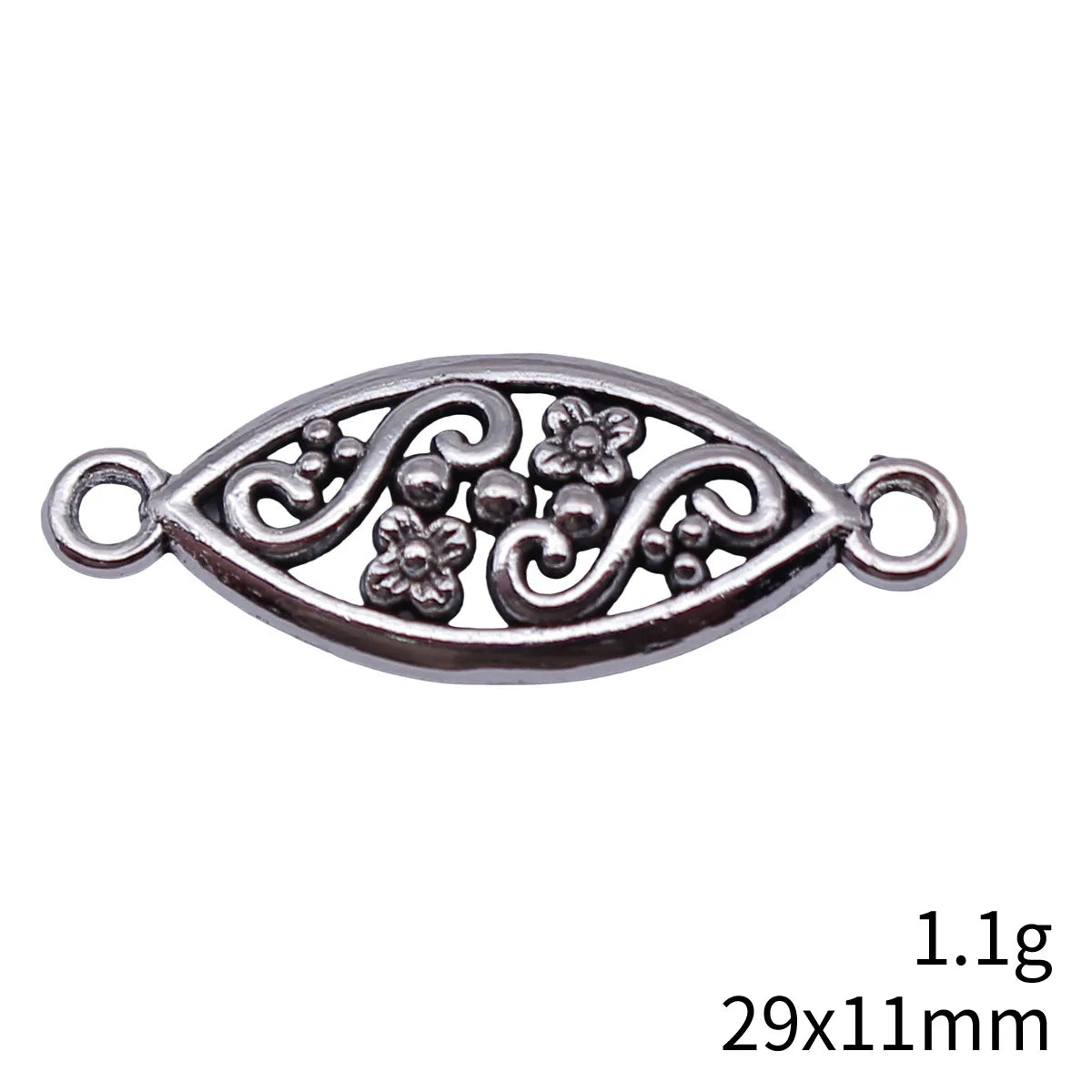 29x11mm 1.1g Antique Silver Zinc Alloy Horse Eye Pattern Connector Charm for DIY Jewelry Making