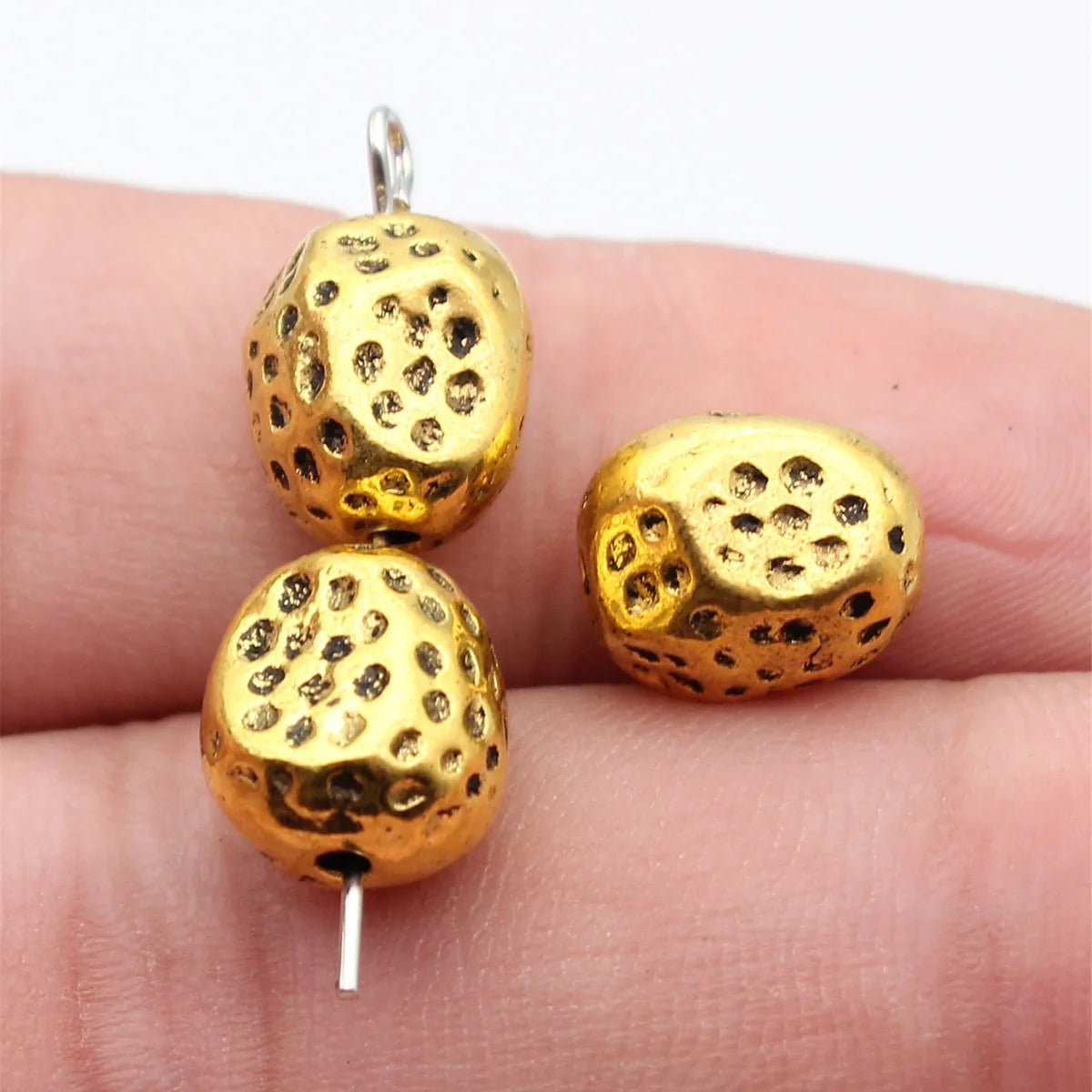 11x9.4x8.6mm 3.3g Antique Gold Zinc Alloy Hammered Irregular Spacer Beads for DIY Bracelet Jewelry Making