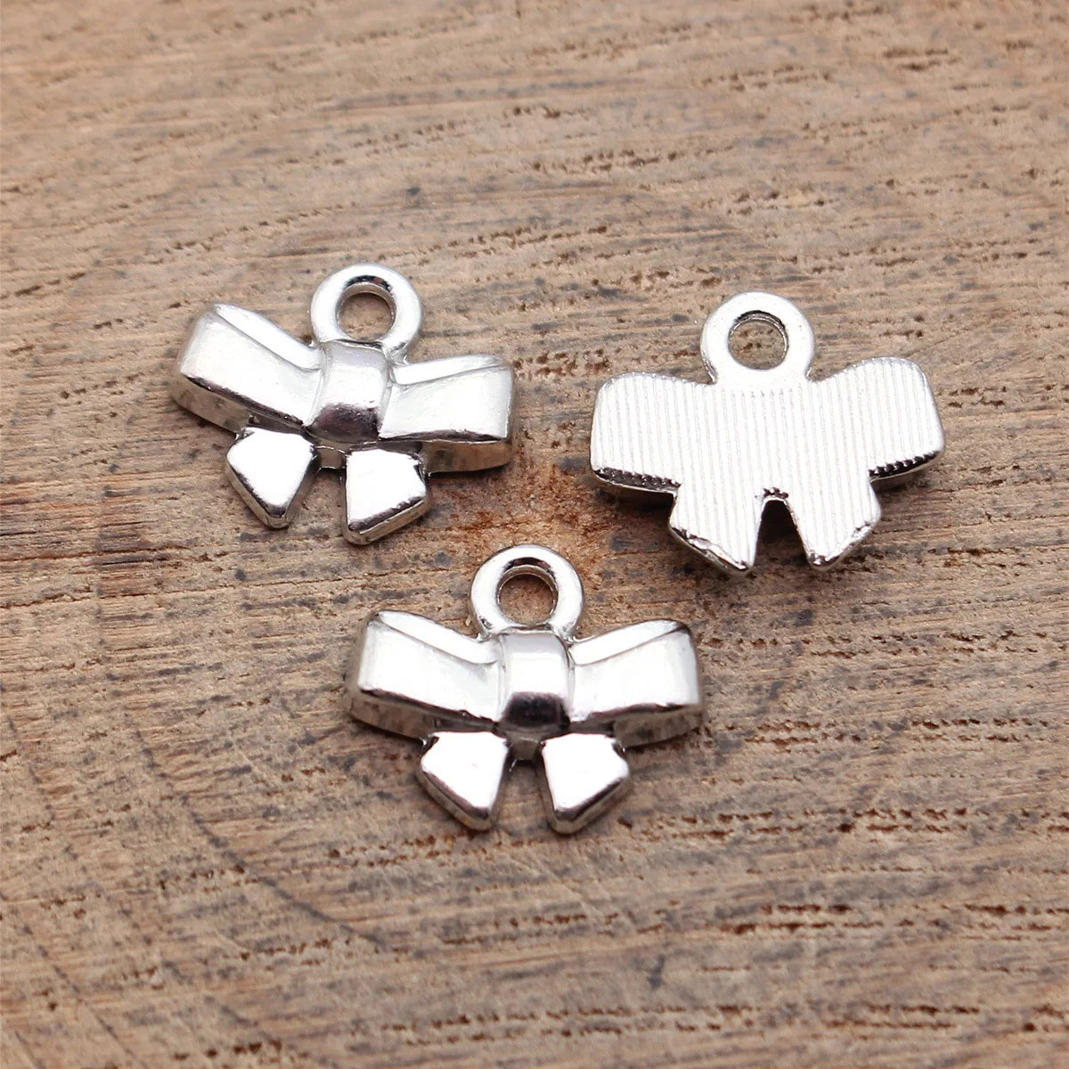 13x11mm 0.85g White K Gold Color Zinc Alloy Bow Butterfly Charm Pendant for DIY Necklace Bracelet Jewelry Making