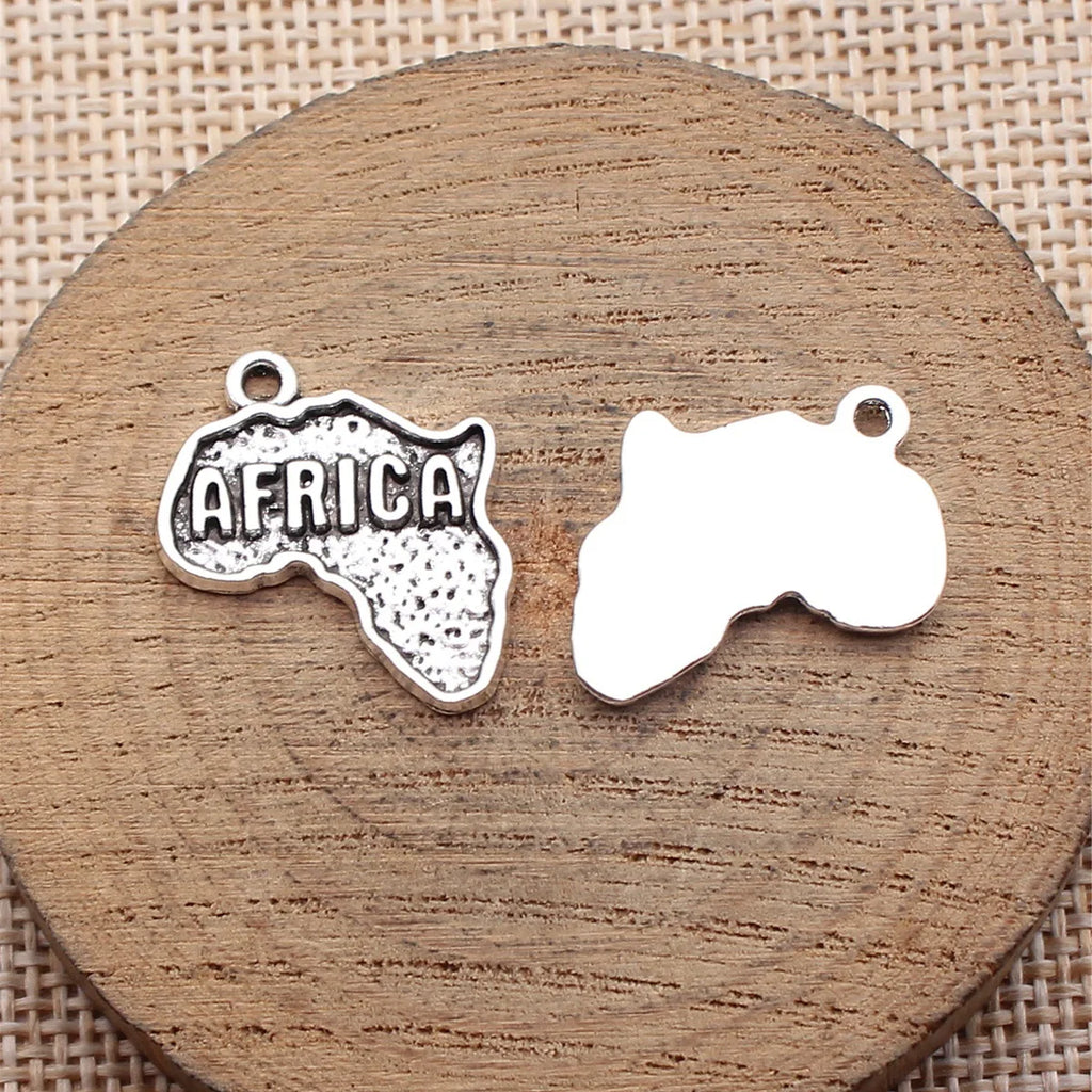 20x19mm 1.9g Antique Silver Zinc Alloy Africa Map Charm Pendant for DIY Necklace Bracelet Jewelry