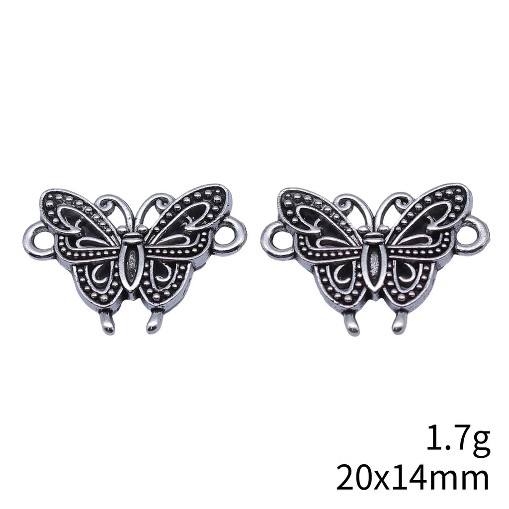 20x14mm 1.7g Antique Silver Zinc Alloy Butterfly Connector Charm for DIY Bracelet Earring Jewelry