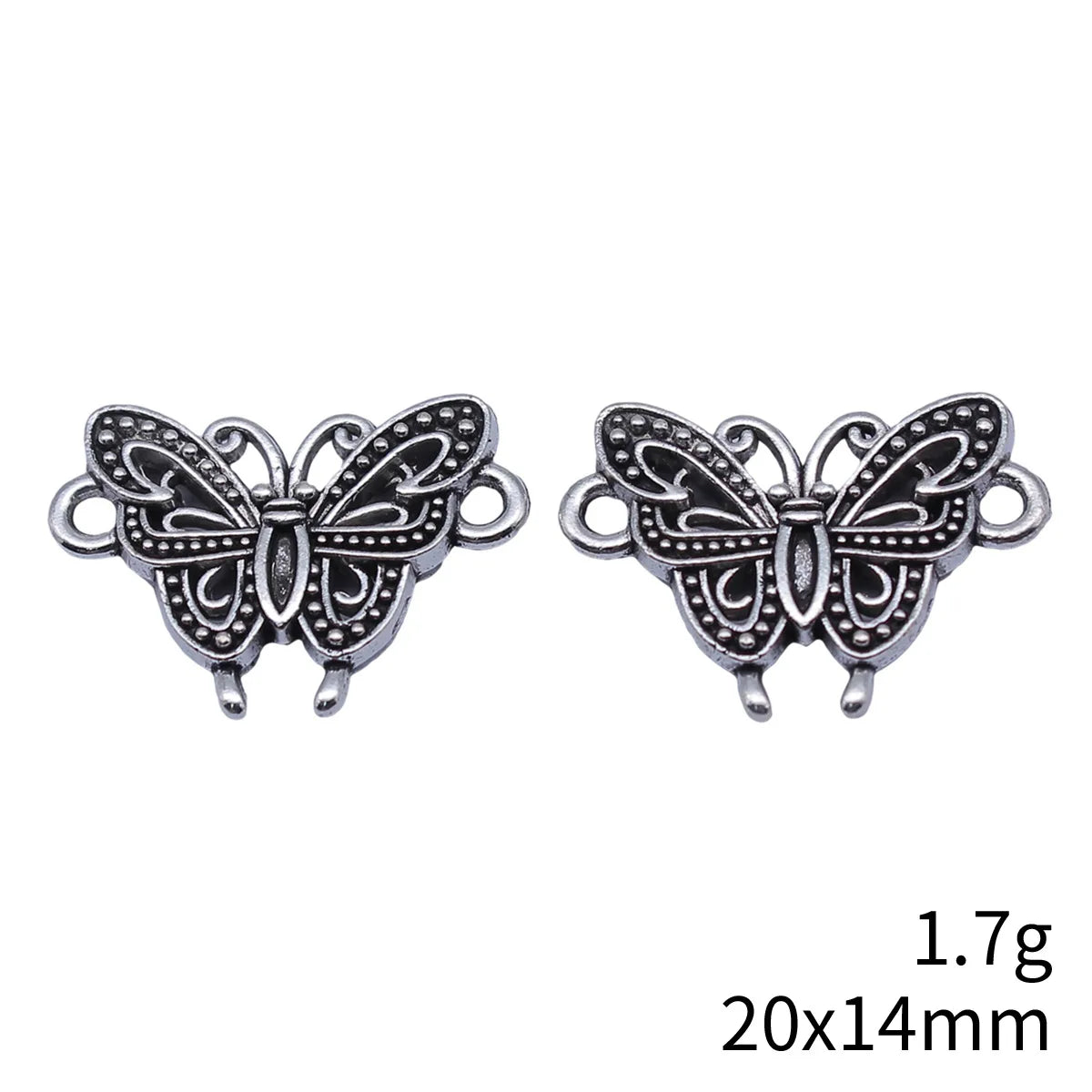 20x14mm 1.7g Antique Silver Zinc Alloy Butterfly Connector Charm for DIY Bracelet Earring Jewelry