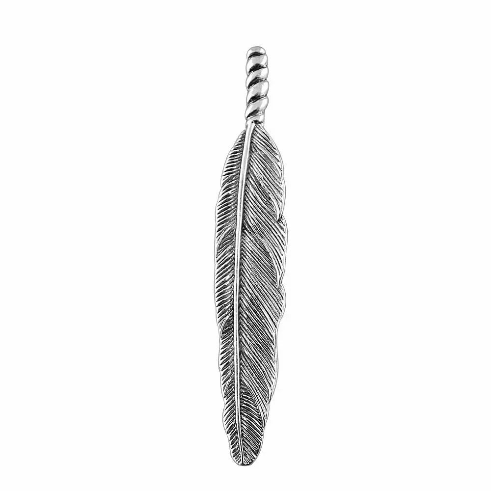 80x13mm 6.3g Antique Silver Zinc Alloy Large Feather Charm Pendant for DIY Necklace Jewelry Making